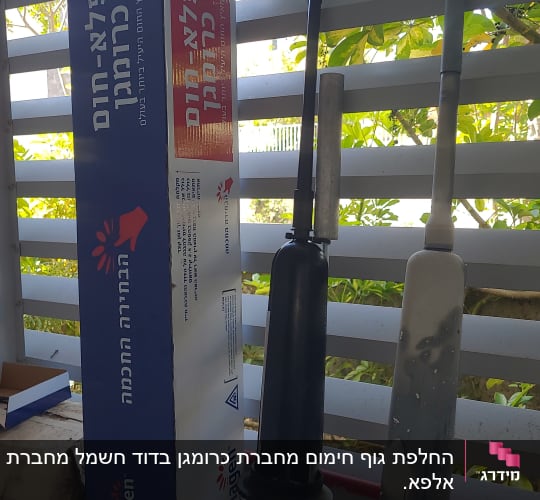 חלקי דוד שמש על מדף עם קופסה של כרומגן
